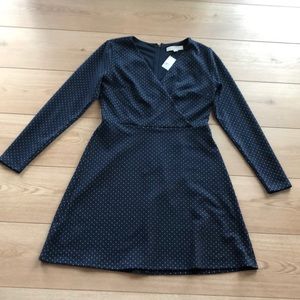 LOFT blue long sleeved v- neck dress
